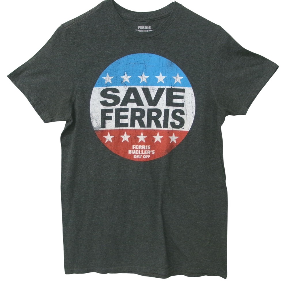 Ferris Buellers Day Off Save Ferris Graphic T Shirt Charcoal Gray Small